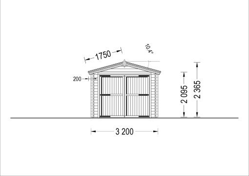Trä garage (3.20 x 5.20), 44mm