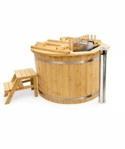 Trätunna med inbyggd kamin