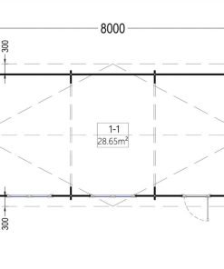 Garage för Camper (44 mm), 4×8 m, 32 m²