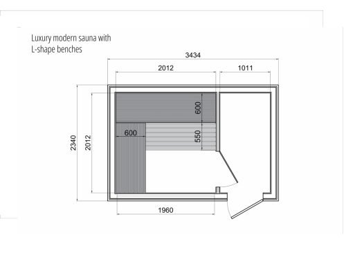 Lyxig bastu 2.3m x 3.4m