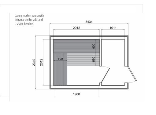 Lyxig bastu 2.3m x 3.4m