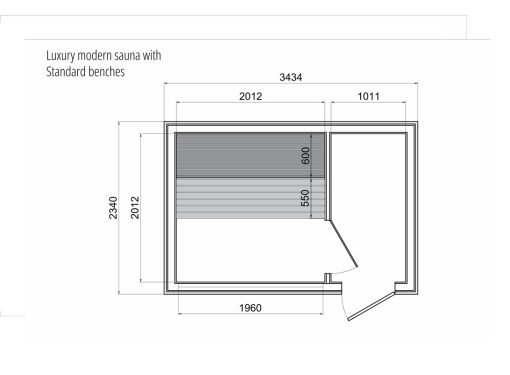 Lyxig bastu 2.3m x 3.4m