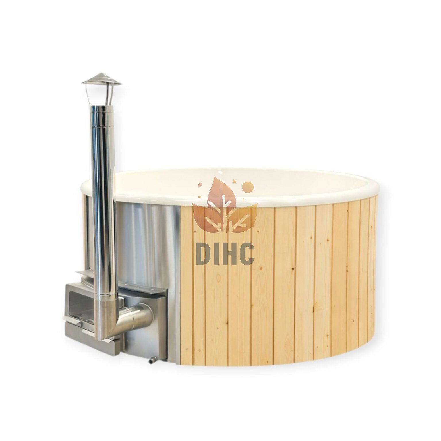 Badtunna med horisontell kamin Ø1,8 / Ø2,0 m