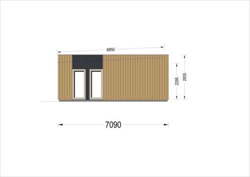 Midi - trähus KAYA 2 (44 mm + träbeklädnad), 64 m²