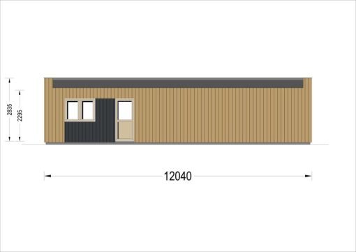Midi - trähus KAYA 2 (44 mm + träbeklädnad), 64 m²