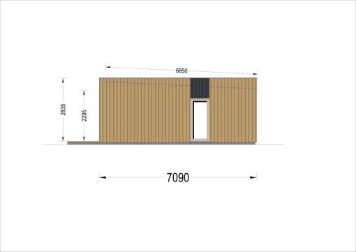 Midi - trähus KAYA 2 (44 mm + träbeklädnad), 64 m²