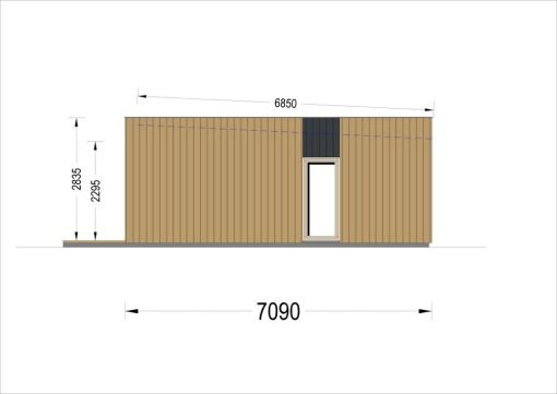 Litet trähus KAYA 1 (44 mm + träbeklädnad), 48 m² - Bild 12