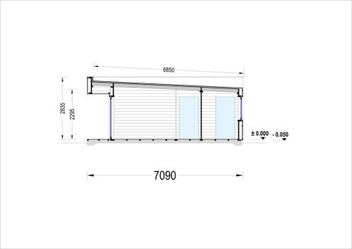Midi - trähus KAYA 2 (44 mm + träbeklädnad), 64 m²