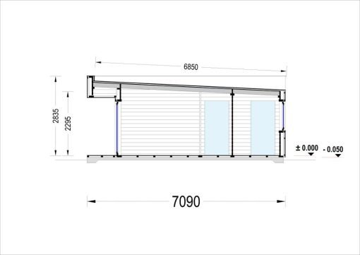 Litet trähus KAYA 1 (44 mm + träbeklädnad), 48 m² - Bild 13