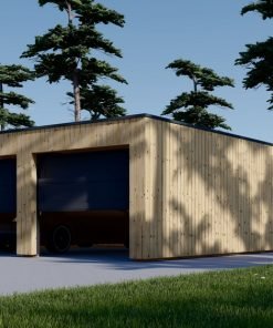 Garage med platt tak SILVIA DUO F (34 mm + träbeklädnad), 6×6 m, 36 m²