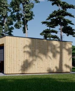 Garage med platt tak SILVIA DUO F (34 mm + träbeklädnad), 6×6 m, 36 m²