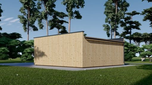 Garage med platt tak SILVIA DUO F (34 mm + träbeklädnad), 6×6 m, 36 m²