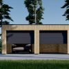 Garage med platt tak SILVIA DUO F (34 mm + träbeklädnad), 6×6 m, 36 m²
