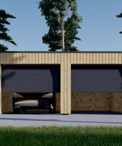 Garage med platt tak SILVIA DUO F (34 mm + träbeklädnad), 6×6 m, 36 m²