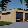 Garage med platt tak SILVIA DUO F (34 mm + träbeklädnad), 6×6 m, 36 m²