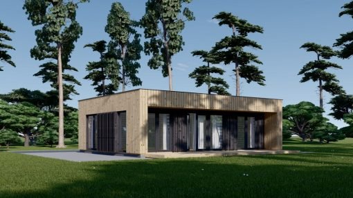 Litet trähus KAYA 1 (44 mm + träbeklädnad), 48 m²