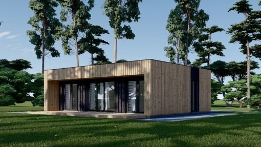Litet trähus KAYA 1 (44 mm + träbeklädnad), 48 m²