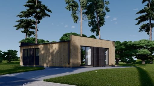 Litet trähus KAYA 1 (44 mm + träbeklädnad), 48 m²