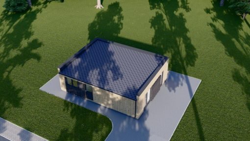 Litet trähus KAYA 1 (44 mm + träbeklädnad), 48 m²