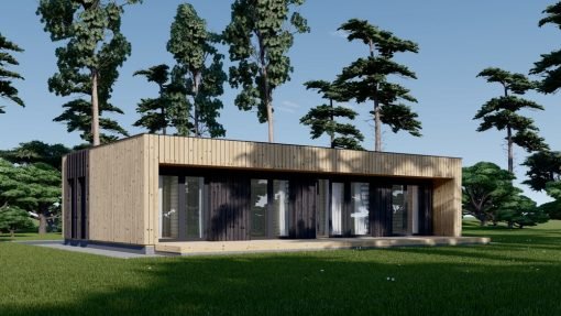Midi - trähus KAYA 2 (44 mm + träbeklädnad), 64 m²
