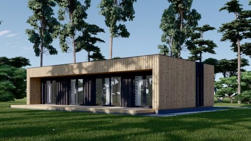 Midi - trähus KAYA 2 (44 mm + träbeklädnad), 64 m²
