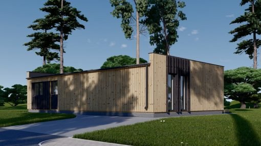 Midi - trähus KAYA 2 (44 mm + träbeklädnad), 64 m²