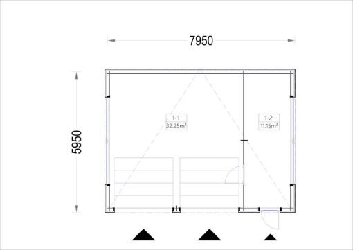 Dubbelgarage med förråd SILVIA DUO F PLUS (34 mm + träbeklädnad), 8×6 m, 48 m²