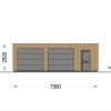 Dubbelgarage med förråd SILVIA DUO F PLUS (34 mm + träbeklädnad), 8×6 m, 48 m²