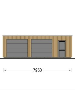 Dubbelgarage med förråd SILVIA DUO F PLUS (34 mm + träbeklädnad), 8×6 m, 48 m²