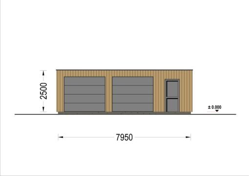 Dubbelgarage med förråd SILVIA DUO F PLUS (34 mm + träbeklädnad), 8×6 m, 48 m²