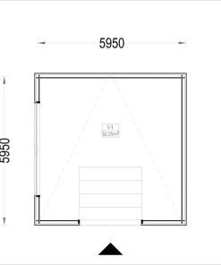 Enkelgarage med platt tak SILVIA F (34 mm + träbeklädnad), 6×6 m, 36 m²