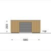 Enkelgarage med platt tak SILVIA F (34 mm + träbeklädnad), 6×6 m, 36 m²