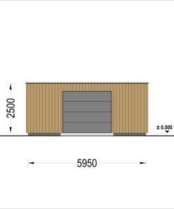 Enkelgarage med platt tak SILVIA F (34 mm + träbeklädnad), 6×6 m, 36 m²