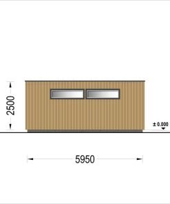 Enkelgarage med platt tak SILVIA F (34 mm + träbeklädnad), 6×6 m, 36 m²