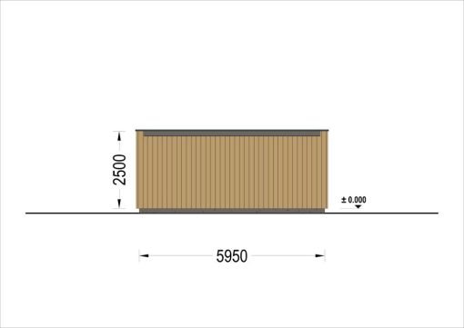 Enkelgarage med platt tak SILVIA F (34 mm + träbeklädnad), 6×6 m, 36 m²