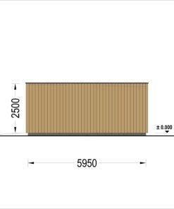 Enkelgarage med platt tak SILVIA F (34 mm + träbeklädnad), 6×6 m, 36 m²