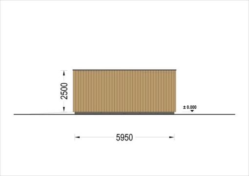 Enkelgarage med platt tak SILVIA F (34 mm + träbeklädnad), 6×6 m, 36 m²