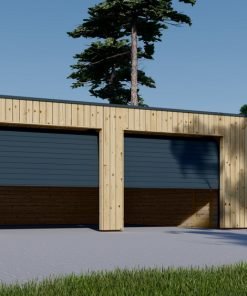 Dubbelgarage med förråd SILVIA DUO F PLUS (34 mm + träbeklädnad), 8×6 m, 48 m²