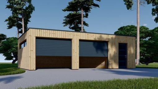 Dubbelgarage med förråd SILVIA DUO F PLUS (34 mm + träbeklädnad), 8×6 m, 48 m²