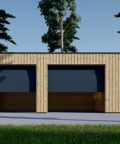 Dubbelgarage med förråd SILVIA DUO F PLUS (34 mm + träbeklädnad), 8×6 m, 48 m²
