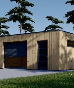 Dubbelgarage med förråd SILVIA DUO F PLUS (34 mm + träbeklädnad), 8×6 m, 48 m²