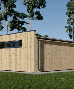 Dubbelgarage med förråd SILVIA DUO F PLUS (34 mm + träbeklädnad), 8×6 m, 48 m²