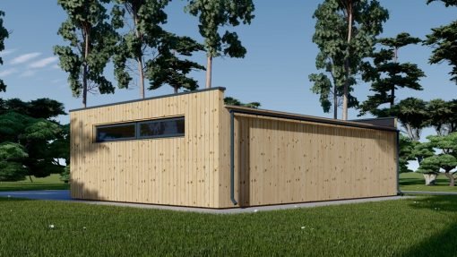 Dubbelgarage med förråd SILVIA DUO F PLUS (34 mm + träbeklädnad), 8×6 m, 48 m²