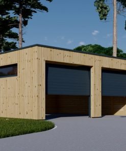 Dubbelgarage med förråd SILVIA DUO F PLUS (34 mm + träbeklädnad), 8×6 m, 48 m²