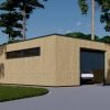 Enkelgarage med platt tak SILVIA F (34 mm + träbeklädnad), 6×6 m, 36 m²