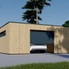 Enkelgarage med platt tak SILVIA F (34 mm + träbeklädnad), 6×6 m, 36 m²