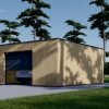 Enkelgarage med platt tak SILVIA F (34 mm + träbeklädnad), 6×6 m, 36 m²