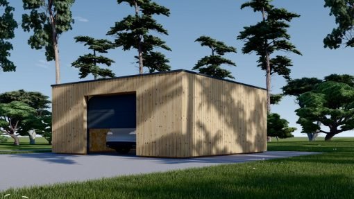 Enkelgarage med platt tak SILVIA F (34 mm + träbeklädnad), 6×6 m, 36 m²