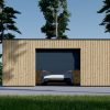 Enkelgarage med platt tak SILVIA F (34 mm + träbeklädnad), 6×6 m, 36 m²