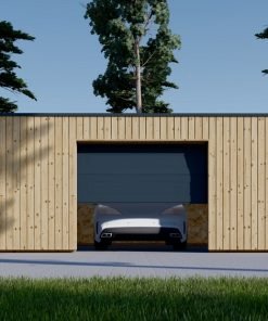 Enkelgarage med platt tak SILVIA F (34 mm + träbeklädnad), 6×6 m, 36 m²